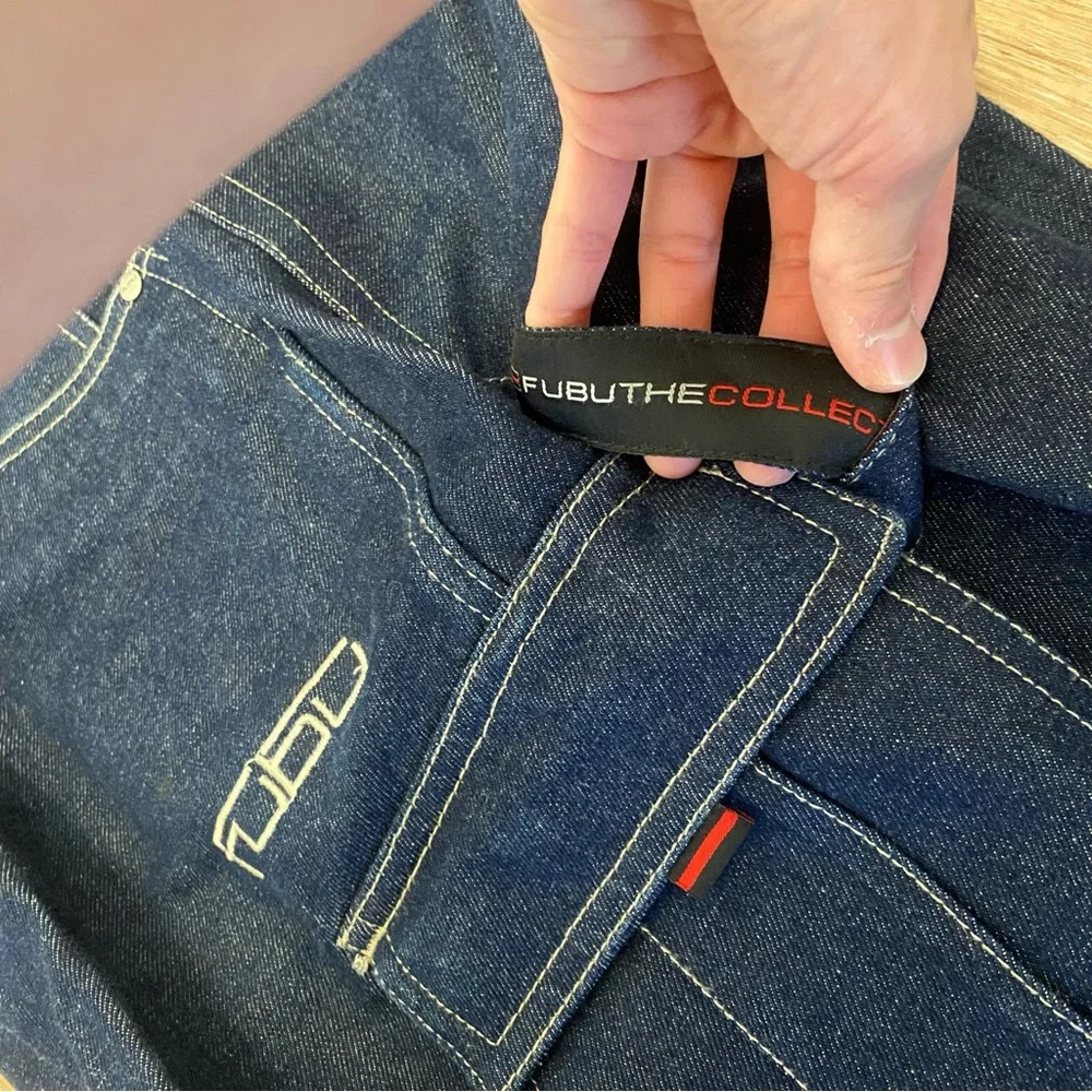 FUBU The Collection Pleated Heavyweight Cargo Denim Jeans 36x34 Y2K Loose Wide - Picture 4 of 9